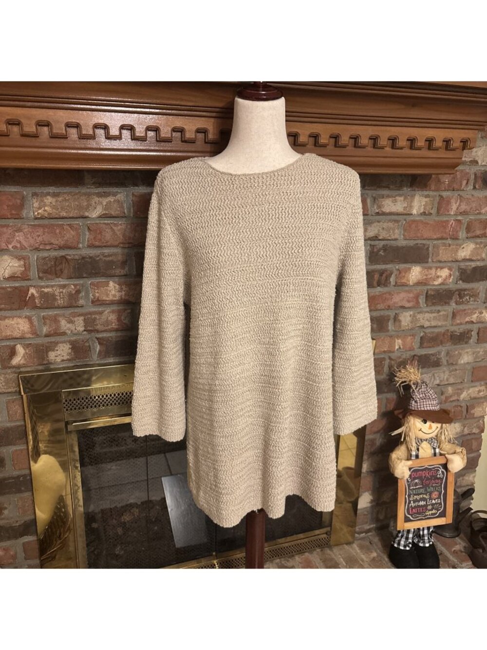 J Jill Heavy Textured Cream Sweater Size Large